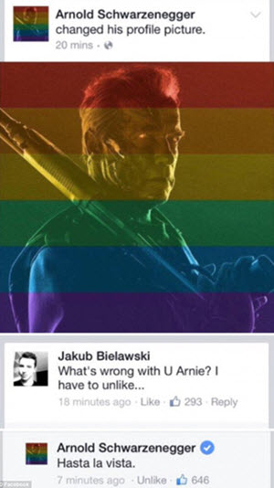 Arnold Schwarzenegger's Rainbow Facebook picture