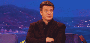 Nathan Fillion - Head Shake Gif