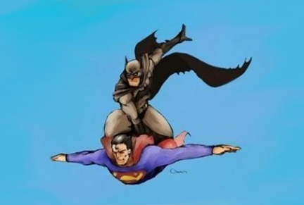 Batman Riding Superman
